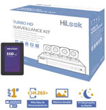 HL24LQKITS-M(B)/1TB :: Kit HiLook by HIKVISION 1 DVR DVR-204G-F1 4 CH 1080P LITE + 4 C&aacute;maras Bala THC-B120-MC 1080P 2.8 mm Met&aacute;licas IP66 + 4 Rollos de 18 mts. de Cable Siam&eacute;s + Fuente de Poder para las 4 C&aacute;maras + 1 SSD (Unidad de Estado S&oacute;lido) de 1TB (1024 GB)