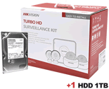 HIK1080KIT4/1TB :: Kit HIKVISION 1 DVR DS7104HGHIF1/N 4 CH 1080P LITE + 4 C&aacute;maras Bala DS2CE16D0TIRP 1080P 2.8 mm de Policarbonato IP66 + 4 Rollos de 18 mts. de Cable Siam&eacute;s + Fuente de Poder para las 4 C&aacute;maras + 1 Disco Duro de 1 TB